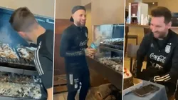 La secuencia con los asadores y Messi feliz.