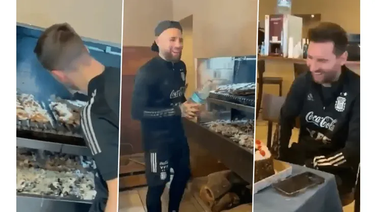 La secuencia con los asadores y Messi feliz.