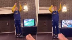 Esteban Rolón se divirtió en la concentración de Boca.