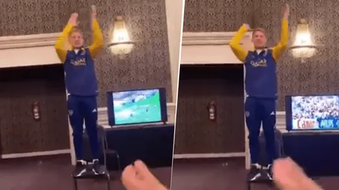 Esteban Rolón se divirtió en la concentración de Boca.