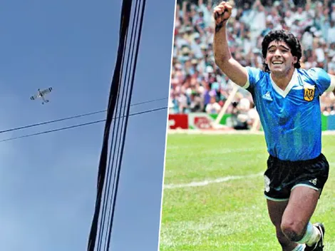 En Berazategui, una avioneta recorrió el cielo con el relato del gol de Maradona a Inglaterra