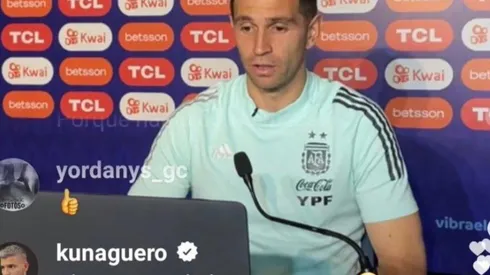 Alerta, intruso: el Kun Agüero se volvió a divertir en el vivo de Instagram de la Selección Argentina