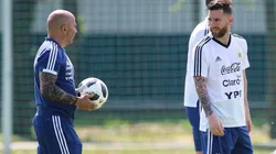 Lionel Messi y Jorge Sampaoli en 2018.