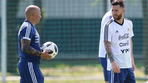 Lionel Messi y Jorge Sampaoli en 2018.