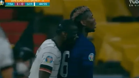 El momento de la mordida de Rudiger a Pogba.