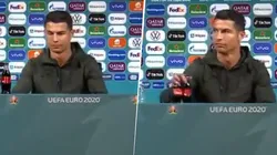 Video viral: a Cristiano Ronaldo le dieron una gaseosa en la rueda de prensa y se enojó
