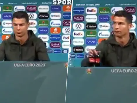 Video viral: a Cristiano Ronaldo le dieron una gaseosa en la rueda de prensa y se enojó