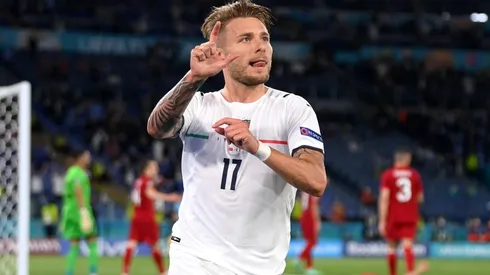 Ciro Immobile celebrando el 2-0 parcial de Italia.