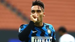 Lautaro Martínez festejando un gol en Inter.