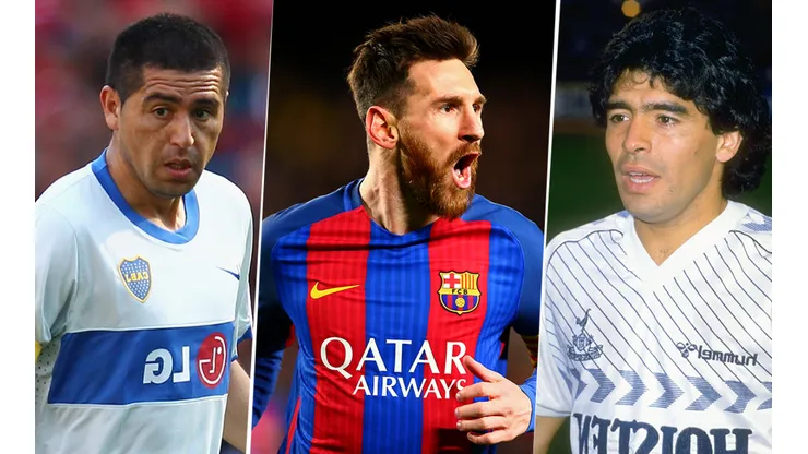 Lionel Messi, Juan Román Riquelme y Diego Maradona son los tres jugadores con más Premios Olimpia de Plata al Futbolista del Año (Fuente: Getty Images)