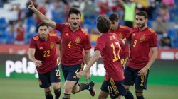 El festejo de los jugadores de España.
