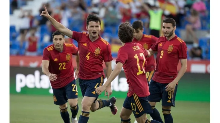 El festejo de los jugadores de España.