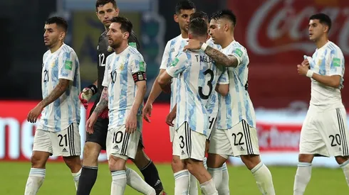 Los jugadores de Argentina durante el partido ante Chile.