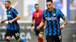 El festejo de Lautaro luego del penal convertido