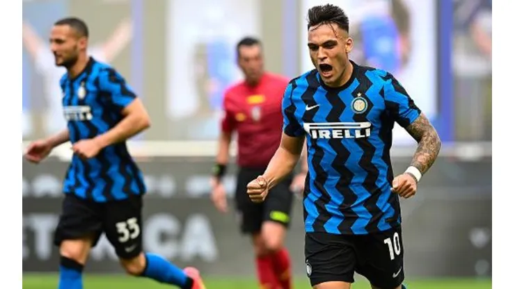 El festejo de Lautaro luego del penal convertido