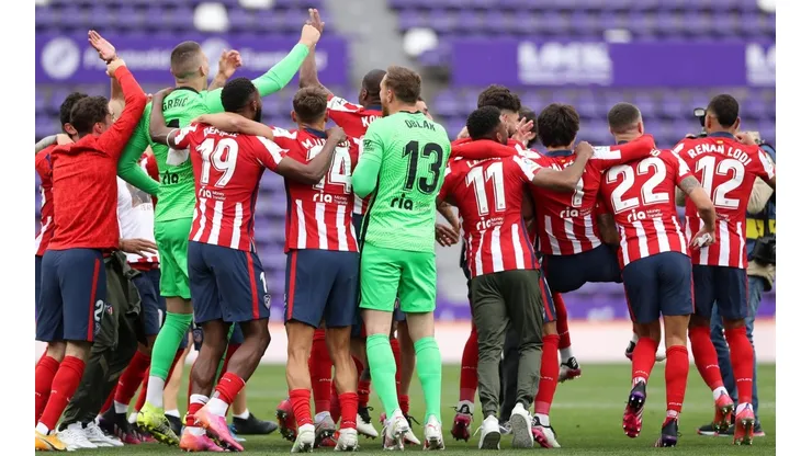 El festejo merecido de los jugadores de Atlético Madrid, el mejor equipo de La Liga.