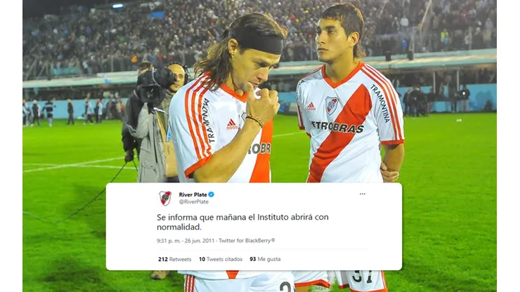 El tuit de la cuenta oficial de River apenas descendió