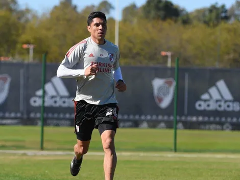 Enzo Pérez se puso los guantes y fue el arquero de River en la práctica