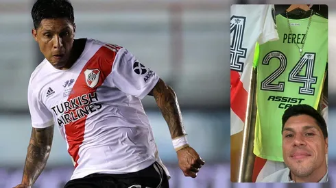 Ataja Enzo Pérez en River y es viral la foto de su camiseta de arquero
