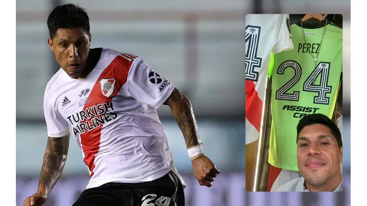 Ataja Enzo Pérez en River y es viral la foto de su camiseta de arquero