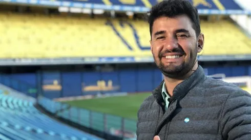 Tato Aguilera en la cancha de Boca.