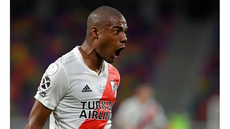 Nicolás De La Cruz gritando un gol en River.