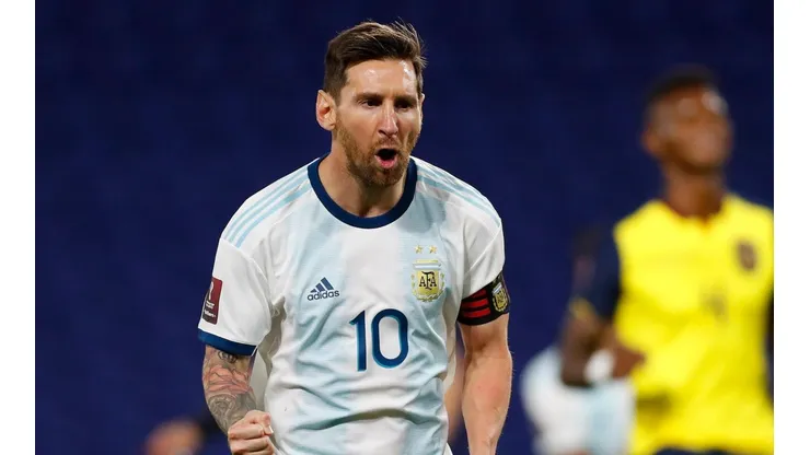 Lionel Messi gritando un gol con la Albiceleste.