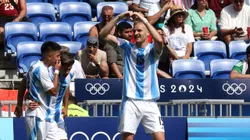 Luciano Gondou y su festejo de gol ante Irak.