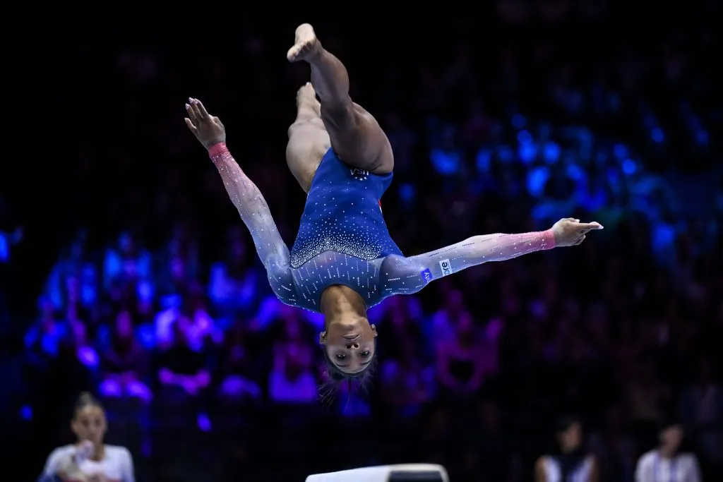 Biles en el Mundial de Gimnasia de Amberes, en 2023 (IMAGO)