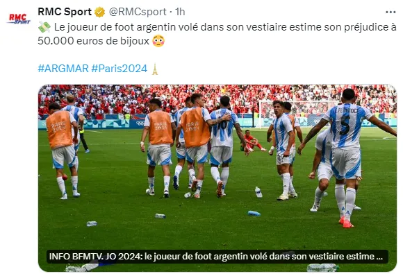 La irónica publicación de RMC Sport.