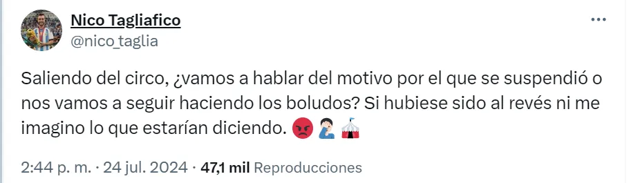 El posteo de Tagliafico