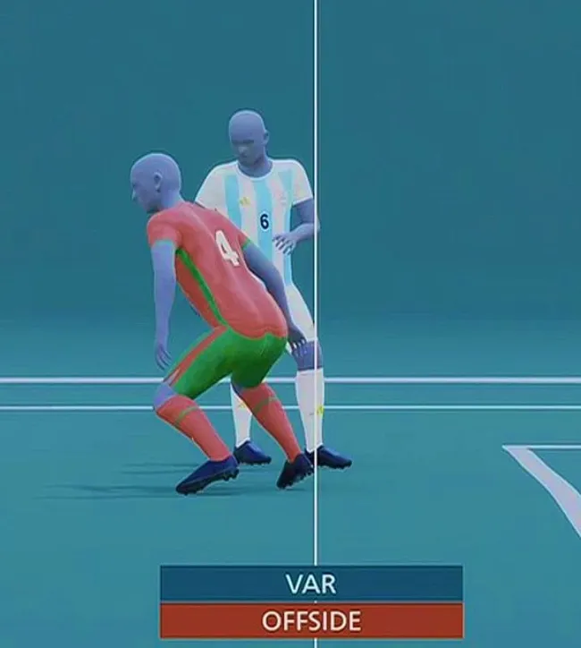La imagen que marcó la anulación del gol de Argentina.