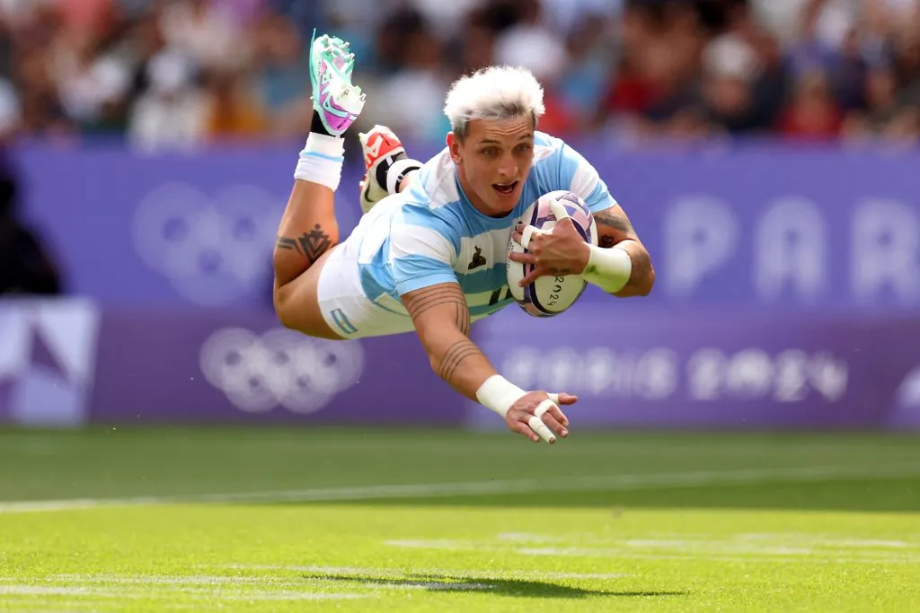 Luciano Gonzalez logró uno de los tries argentinos en el debut. (Hannah Peters/Getty Images)