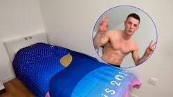 Rhys McClenaghan probó las camas anti sexo.