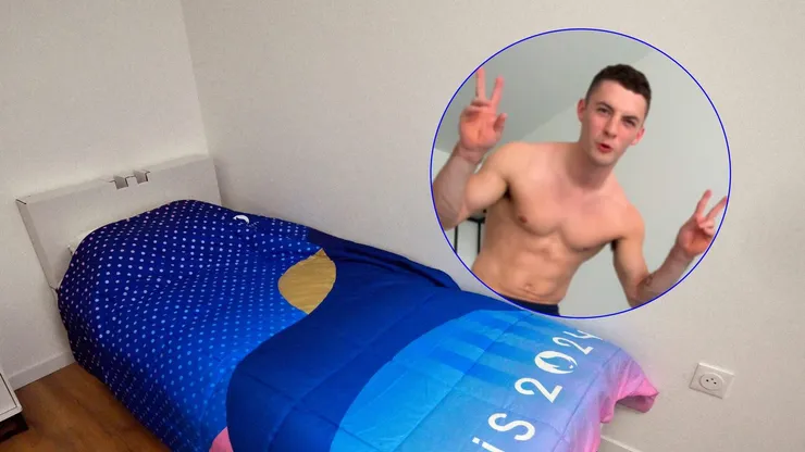 Rhys McClenaghan probó las camas anti sexo.