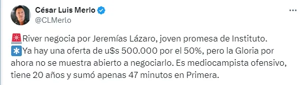 Posteo de César Luis Merlo.