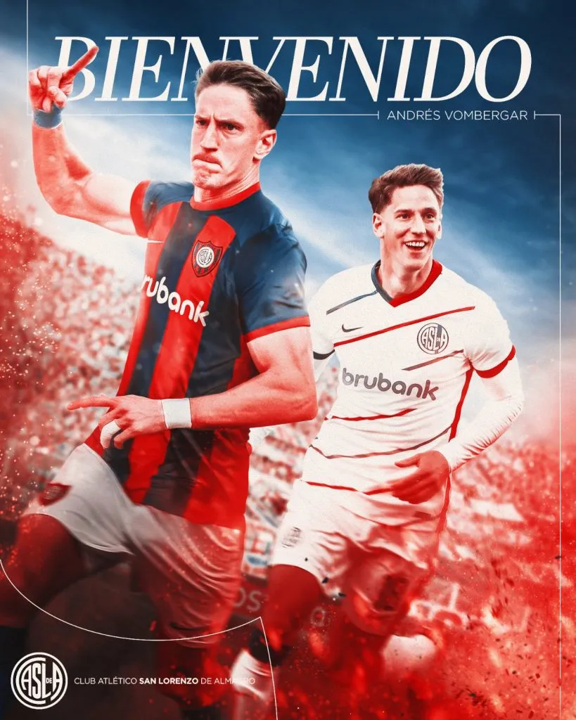Andrés Vombergar, presentado en San Lorenzo (X @SanLorenzo).