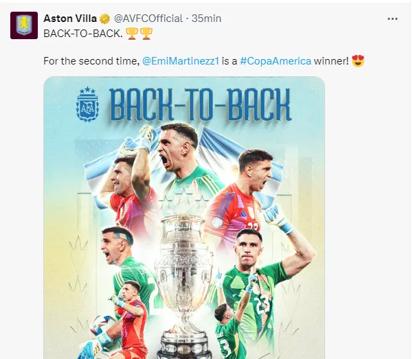 Posteo del Aston Villa.