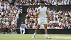 Carlos Alcaraz celebrando en Wimbledon.