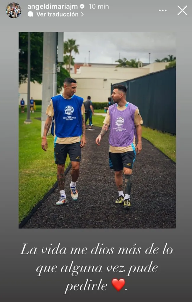 Uno de los posteos de Di María