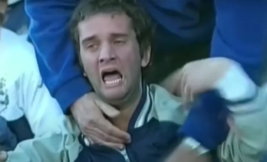 El hincha de Gimnasia, que casi se infartó por el gol de Niell (Captura).