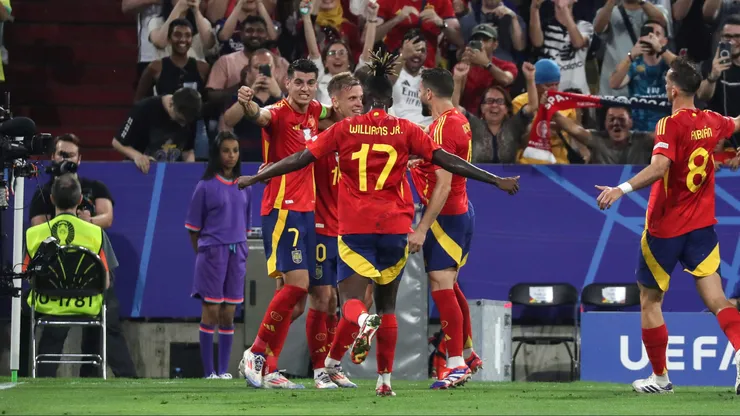 El festejo de los jugadores españoles.