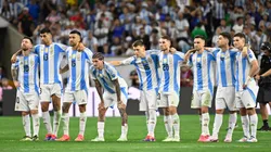 Los jugadores argentinos en los penales contra Ecuador, en los cuartos de final de la Copa América 2024.