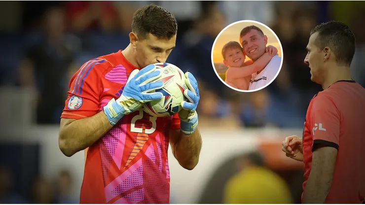 Emiliano Martínez y su hijo Santi.