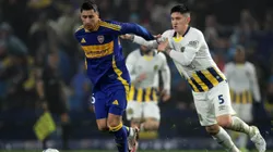 Miguel Merentiel cuida la pelota ante la marca de Ibarra.