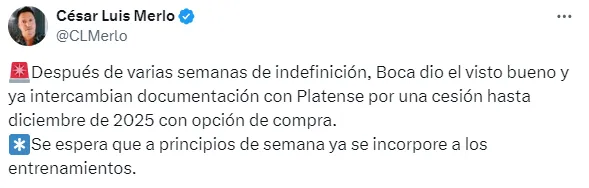 Posteo de César Luis Merlo.