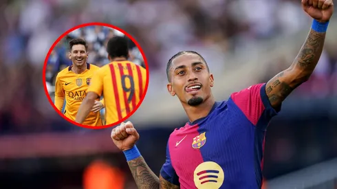 Raphinha fue protagonista de la goleada ante Valladolid. Messi y Suárez habían hecho de las suyas en 2016.