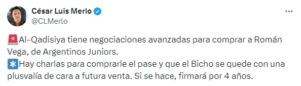 Posteo de César Luis Merlo.
