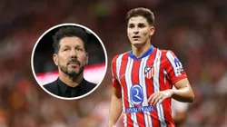 Julián Álvarez y su DT en Atlético de Madrid, Diego Simeone,