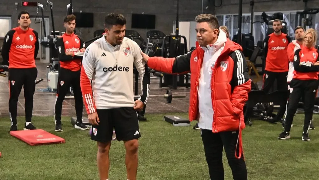 Marcos Acuña y Marcelo Gallardo. (Foto: Prensa River).